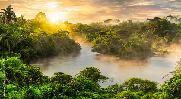 Obraz beautiful amazon river with white mist