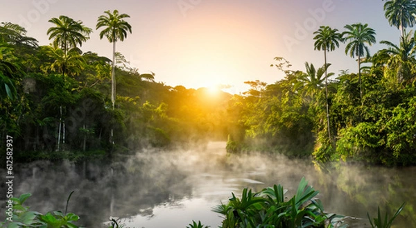 Obraz beautiful amazon river with mist