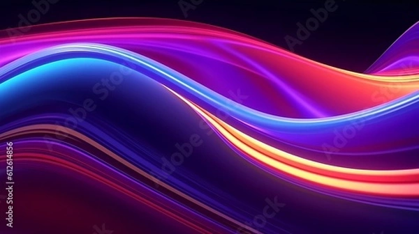 Fototapeta Abstract neon wallpaper, colorful fantastic background with curvy shape glowing in ultraviolet spectrum. Generative AI