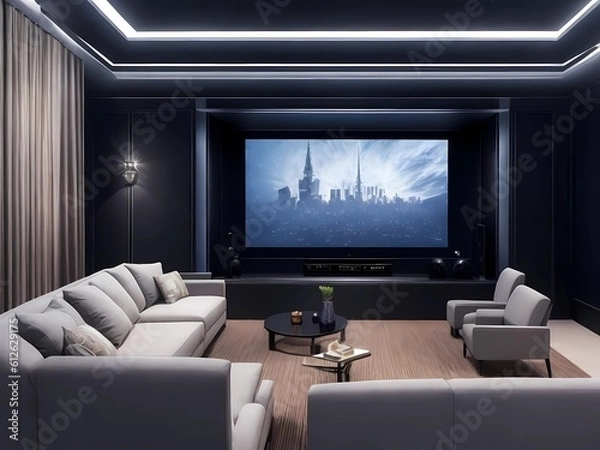 Obraz Luxury Theater Room with Comfortable Seats, Entertainment with Luxurious Comfort