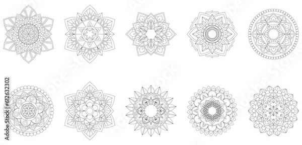 Fototapeta Circular Mandala Coloring page template v16