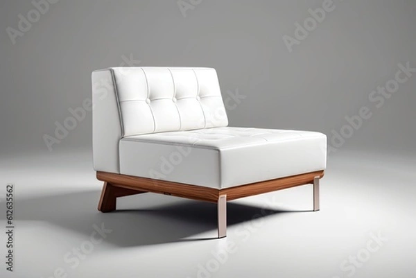 Fototapeta Dynamic Single Sofa with White Synthetic Leather and Wood