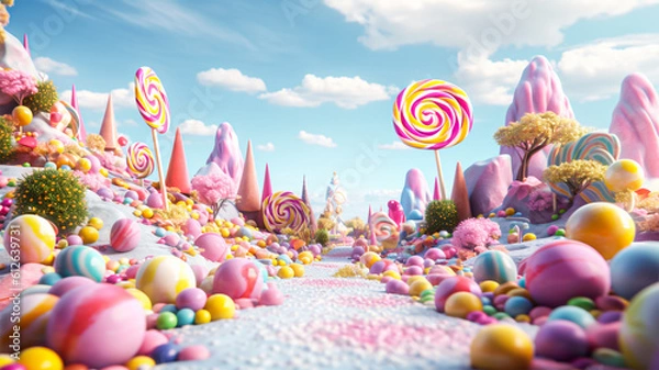 Obraz Candy world 3d animation background