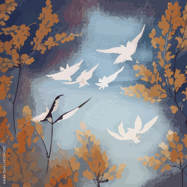 Obraz birds on the tree