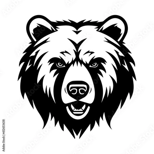 Obraz Bear face vector, isolated on white background, vector illustration.