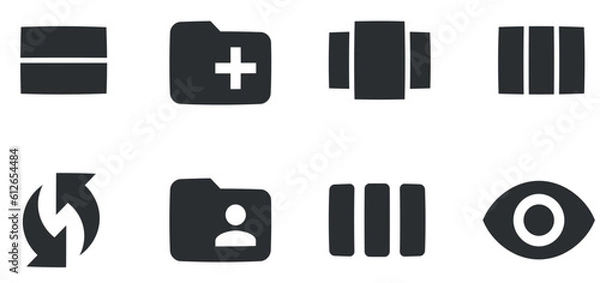 Fototapeta Set of 8 icons Actions. Vector illustration of thin line icons. Set Quality icon. for mobile and web. Thin filled icons pack. Vector illustration