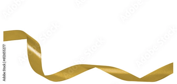 Obraz golden ribbon with wave shape on transparent background, PNG image.	