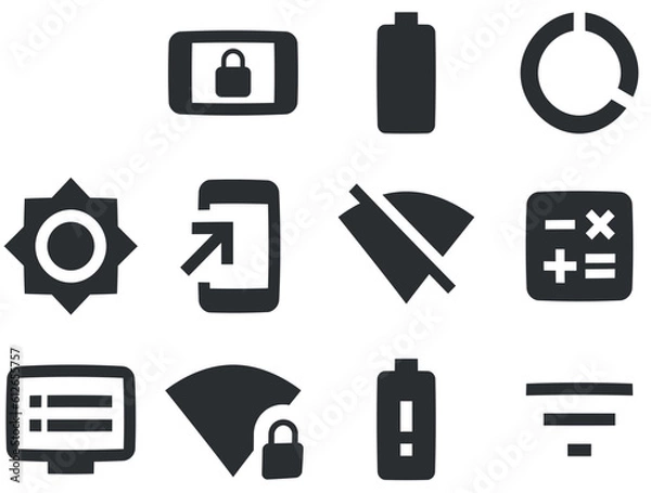 Obraz Set of 9 icons Device. Creative business solutions icon set. modern trend in the style. Linear symbols set. Big UI icon set. Vector illustration