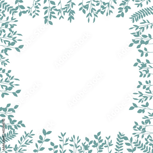 Fototapeta ベクター。草木のイラストセットと背景。草木のベクターイラストフレーム。Vector. Grass and trees illustration set and background. Vector illustration frame of grass and trees.