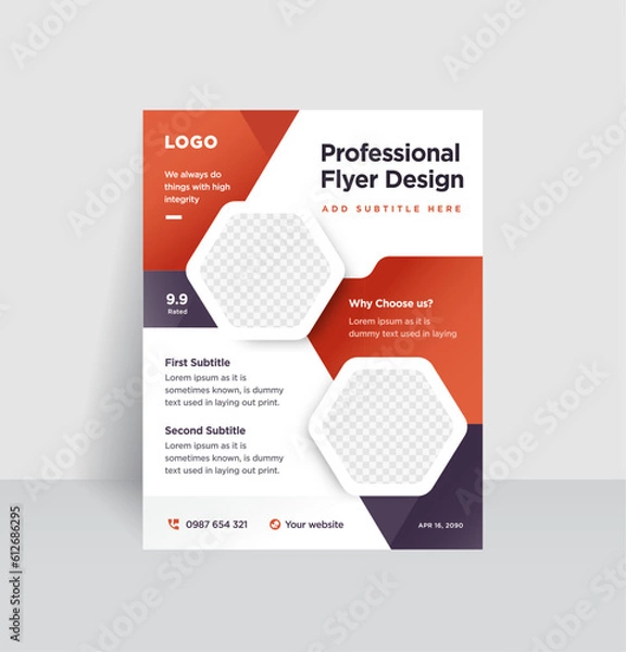 Fototapeta Dynamic Hexagon Flyer. Captivating Red, Black, and White Template for Your Business