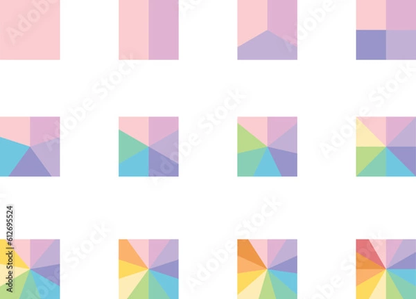 Fototapeta 12 square chart parts. square 1 to 12 sections Percent graph, diagram statistic wheel. Slice vector graphic elements	