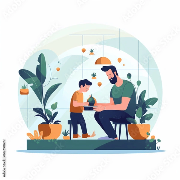 Obraz Father's Day flat illustration