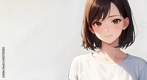 Fototapeta ミディアムショートヘアの女性のイラスト