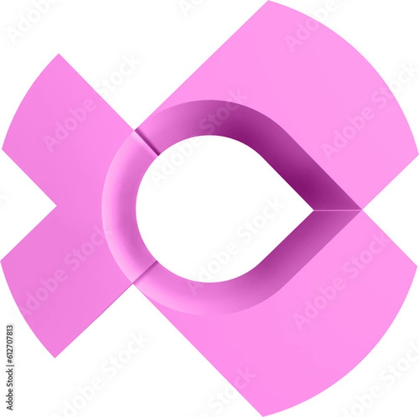Fototapeta 3d illustration render logo in the form of a circle of pink on a transparent background