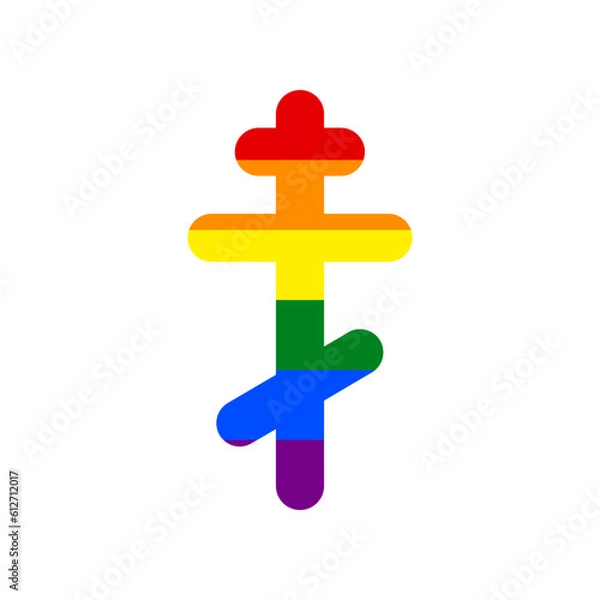 Fototapeta Cross sign. Rainbow gay LGBT rights colored Icon at white Background. Illustration.