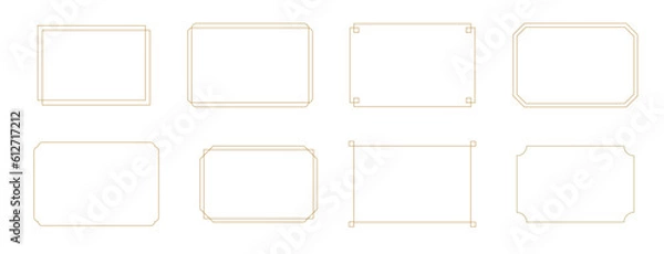 Obraz シンプルで繊細な金色のラインフレームのセット