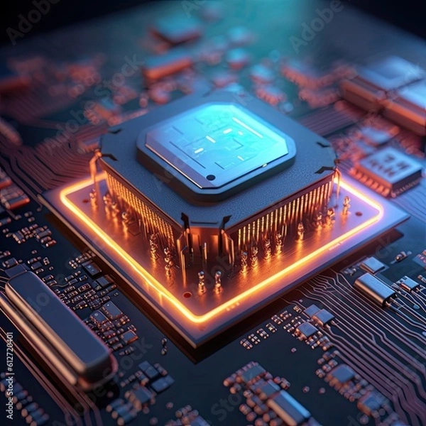Fototapeta Technology background Microprocessor chipset central processor unit Cyber and futuristic concept, hardware, AI, electronics