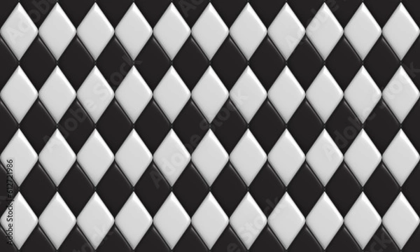 Fototapeta White and Black tiles metallic grid square Background, 3D illustrations.