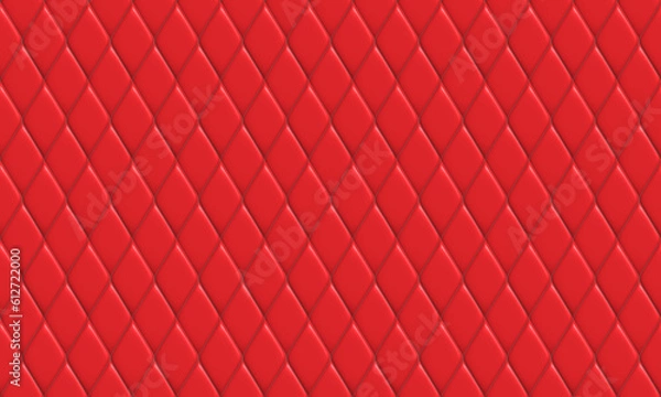 Fototapeta Red tiles metallic grid square Background, 3D illustrations.