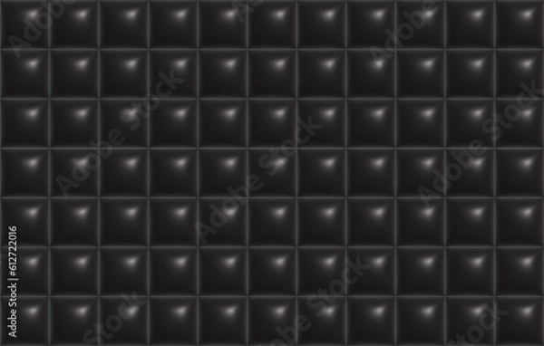 Fototapeta Black metallic grid tiles square Background, 3D illustrations.