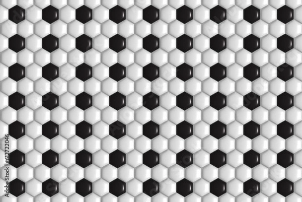 Fototapeta abstract hexagonal geometric background honeycomb white and Black texture, 3D illustration.	