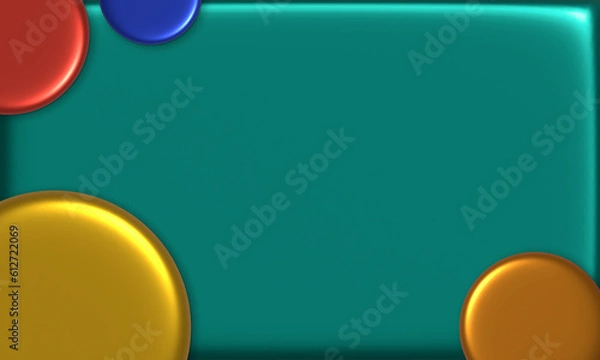 Fototapeta abstract background Colorful Circles metallic texture, 3D illustration.