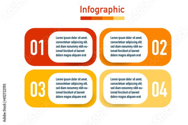 Fototapeta Business data visualization. 4 options or steps with numbers. Can be used for process diagram, presentations, workflow layout, banner, flow chart, report.