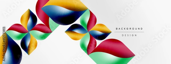 Fototapeta Vector abstract geometric background. Techno flower petals concept. Wallpaper or texture design, bright poster, banner, flyer