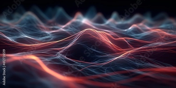Fototapeta 3D illustration.  Abstract background, technology connections and lines
