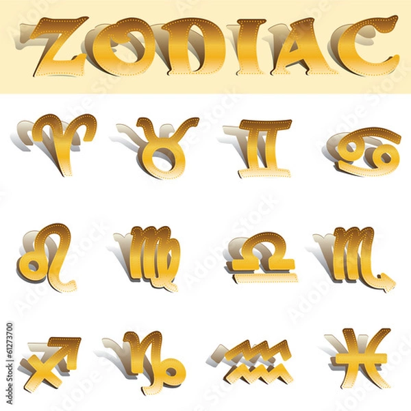 Obraz zodiac gold symbols
