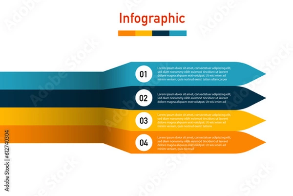 Fototapeta Business data visualization. 4 options or steps with numbers. Can be used for process diagram, presentations, workflow layout, banner, flow chart, report.