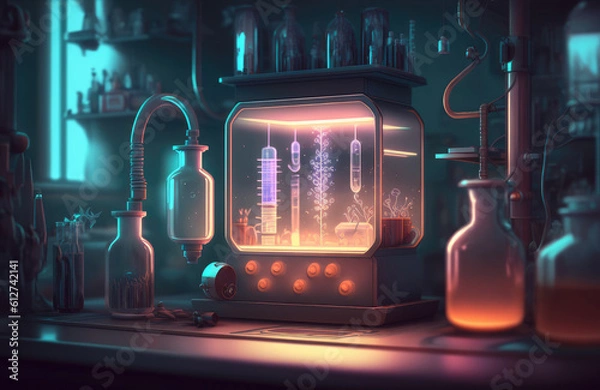 Fototapeta Futuristic biomedical lab - Generative AI