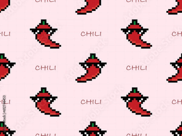 Fototapeta Chili cartoon character seamless pattern on pink background