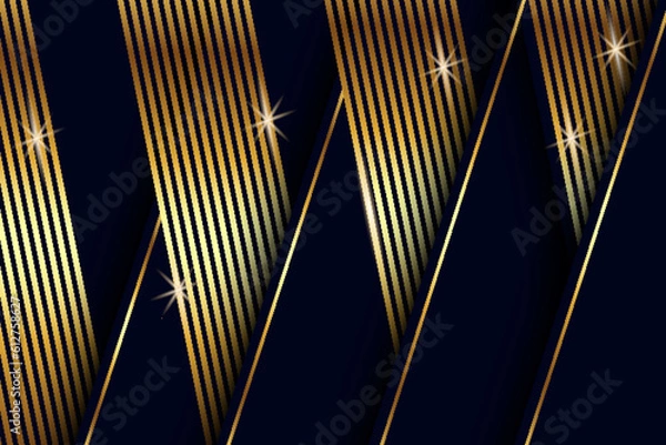 Obraz Blue Premium Background with Luxury Dark Golden Elements