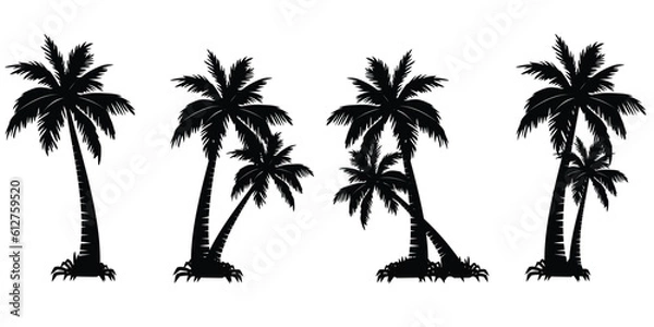 Fototapeta Palm tree silhouette vector eps 10