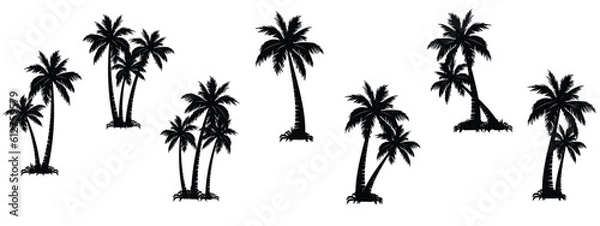 Fototapeta Palm tree silhouette vector eps 10
