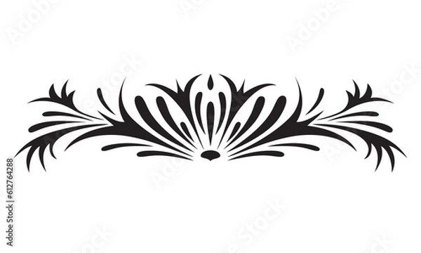 Obraz 
Horizontal floral pattern for stencil template design and ornaments. Single color black vector isolated on white background.