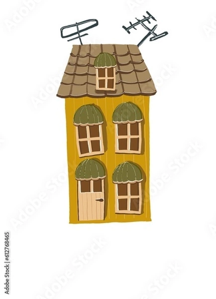 Obraz house in landscape with lantern . didgital drowing