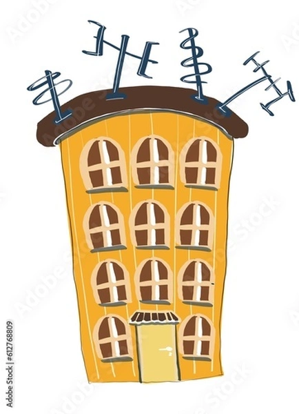 Obraz house in landscape with lantern . didgital drowing