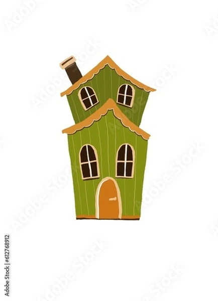 Obraz house in landscape with lantern . didgital drowing