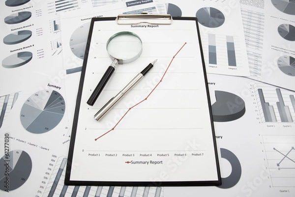 Fototapeta Business graph analysis report