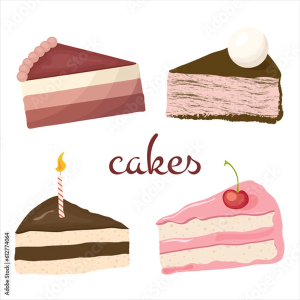 Fototapeta Four kinds of cakes