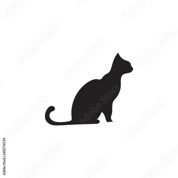 Obraz A sitting cat silhouette vector art.