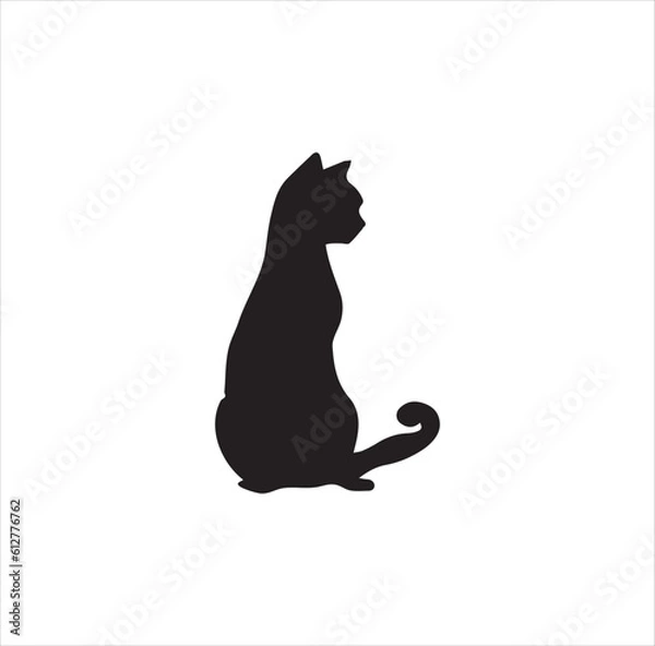 Obraz One sitting cat silhouette vector art.