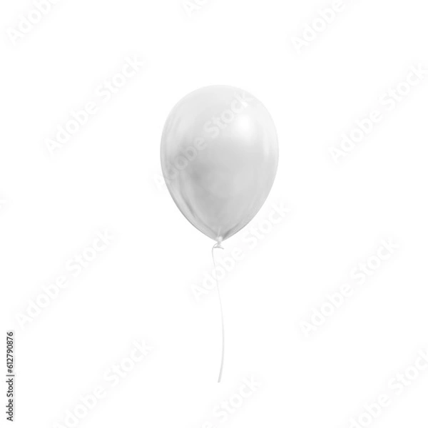 Obraz white balloon isolated on white, 3d rendering of red balloon PNG isolated
