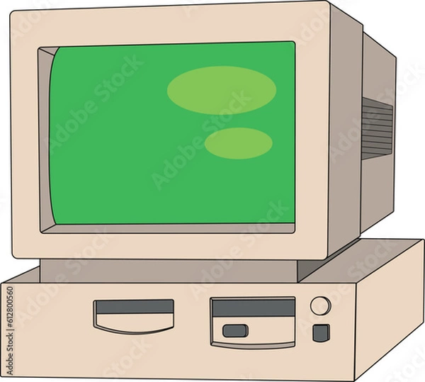 Fototapeta Old PC Retro 90s Personal Computer Technology Vintage IT Nostalgia