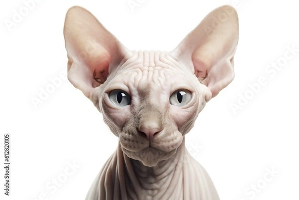 Fototapeta Sphynx cat on white background Generative AI