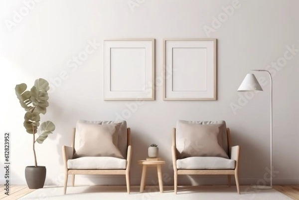 Fototapeta Inspiring Interior Mockups with Empty Frames, generative AI