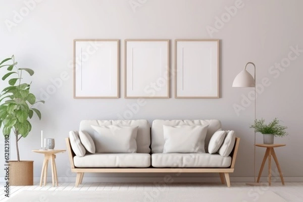 Fototapeta Inspiring Interior Mockups with Empty Frames, generative AI