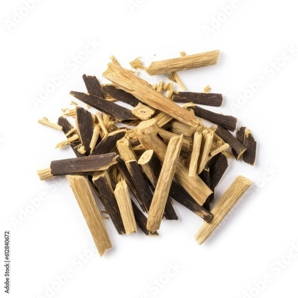 Obraz Licorice root isolated on white background. Generative AI